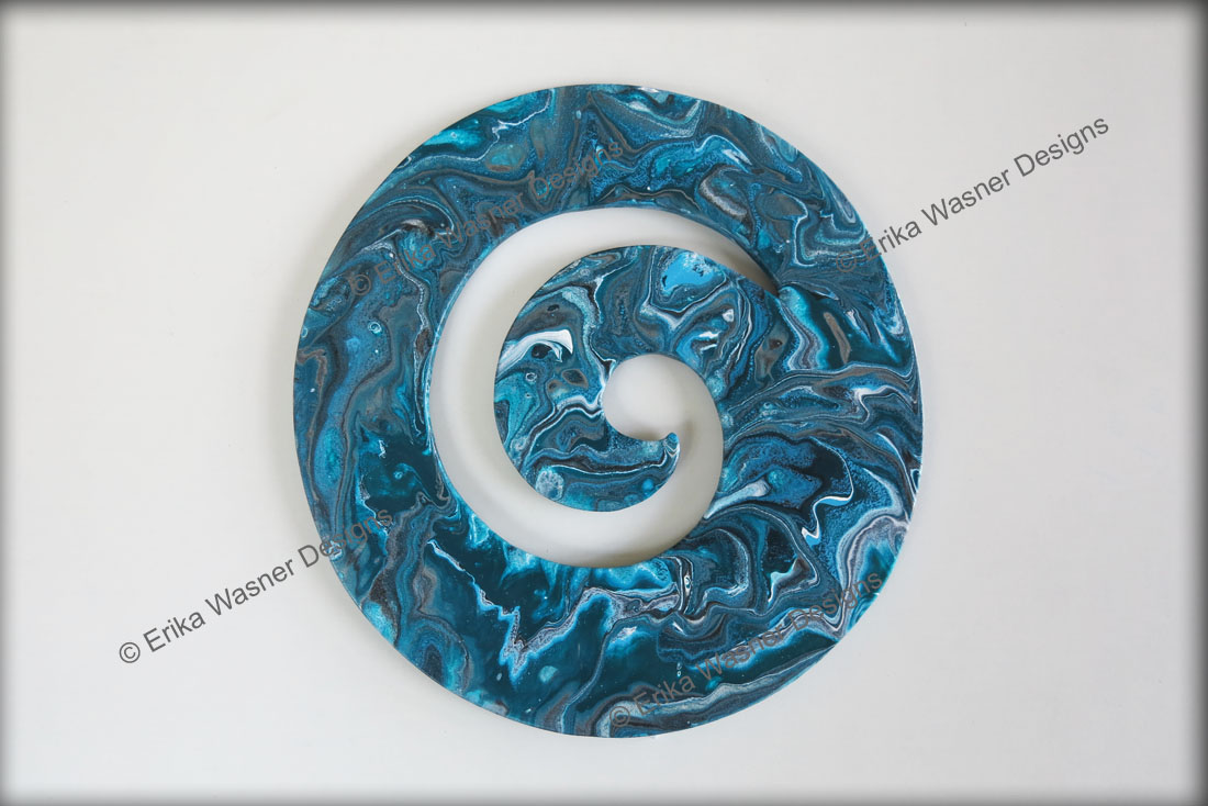 EWD Acrylic Fluid Painting Blue Circle Koru
