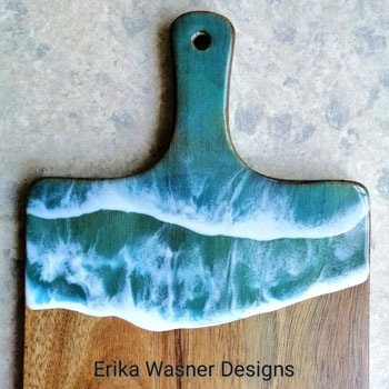 ErikaWasnerDesigns ServingBoard Ocean Resin Art